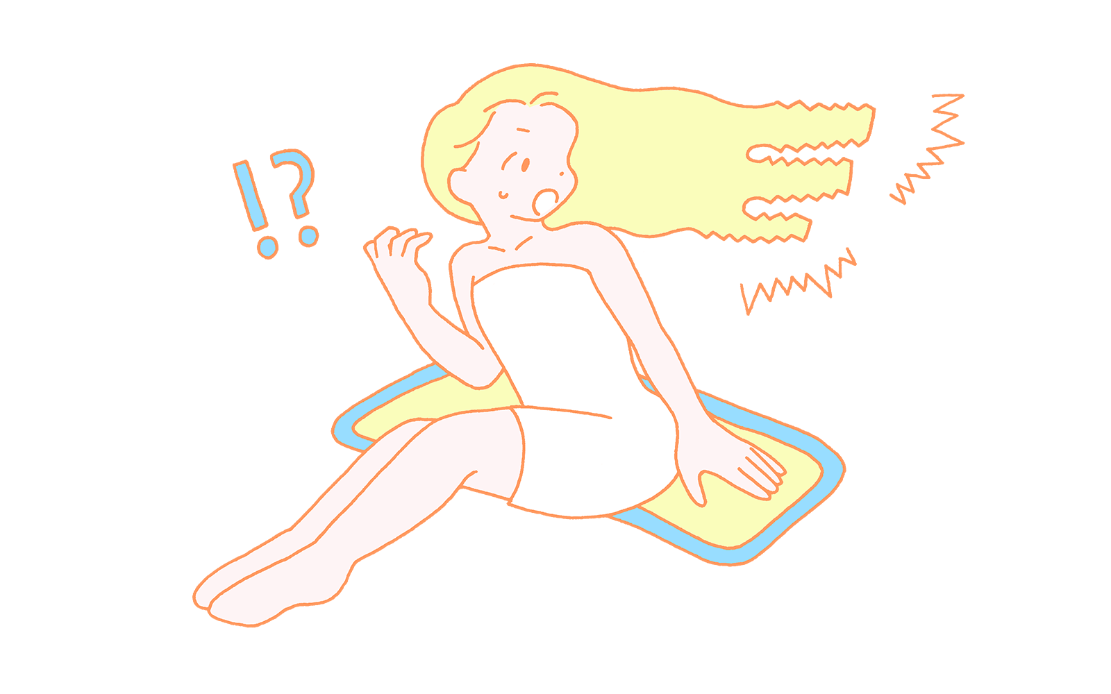 サウナで髪が傷んでいる女性