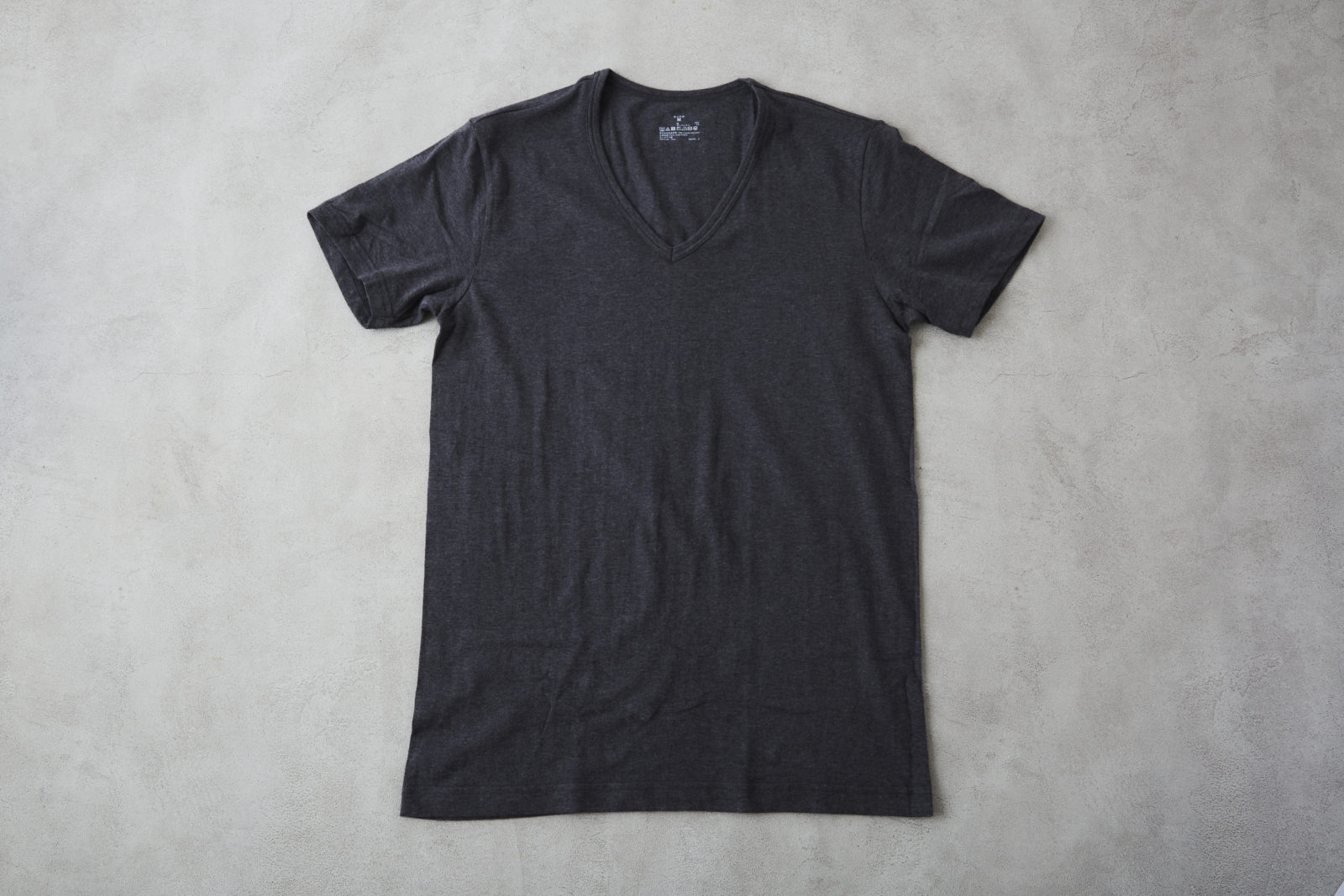 綿であったかVネック半袖Tシャツ 紳士S・チャコールグレー