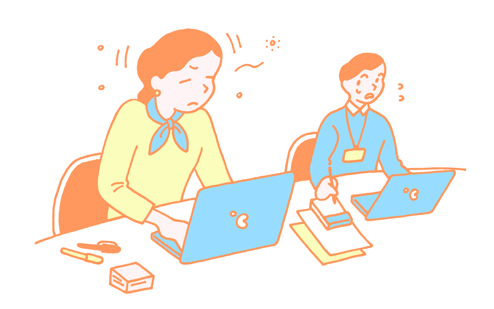 仕事中に眠い人のイラスト
